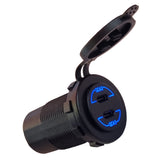Dual QC4.0 Type-C USB Socket Charger - Blue LED