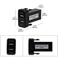 2.1A USB Car Charger & Audio Extender Toyota VIGO (40x20mm)