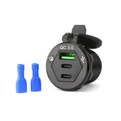 QC3.0 USB & Dual PD Type-C Ports - Blue LED