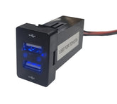 Dual Toyota REVO 2.1A + 2.1A USB Charger 32x20mm - Blue LED