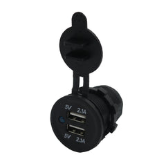 Dual 2.1A (4.2A) USB Socket Charger - Blue LED Indicator