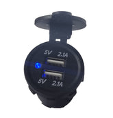 Dual 2.1A (4.2A) USB Socket Charger - Blue LED Indicator