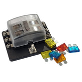 6 Way Blade Fuse Box with LED - Spade Terminal Connection