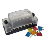 6 Way Fuse Block Box with Negative Bus Bar - Screw Terminals