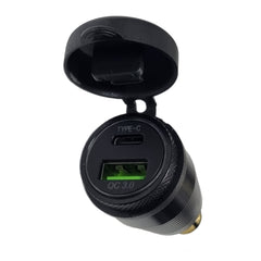 QC3 USB & Type-C Hella Socket Charger - Blue LED