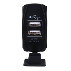 Dual 3.1A Rocker Style USB Charger - Blue LED