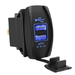 Dual 3.1A Rocker Style USB Charger - Blue LED