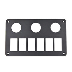 3 Gang Round Socket & 6 Gang Rocker - Blank Aluminium Panel