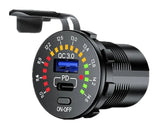QC3.0 USB & Type-C Charger with LED Digital Voltmeter & On/Off Switch