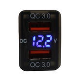 Toyota Revo Dual USB QC3.0 Charger & Voltmeter (32x20mm) - Blue LED