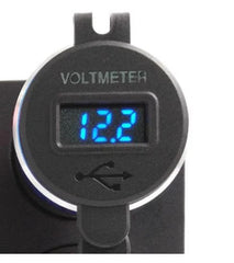 Hella Socket Dual QC3 USB Charger With Voltmeter - Blue LED