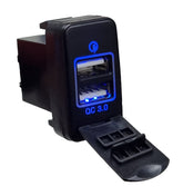 Dual QC3 USB Charger (40x20mm) Toyota Vigo - Blue LED