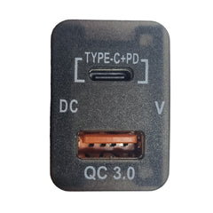 QC3 USB + Type-C Charger & Voltmeter (32x20mm) Toyota REVO - Blue LED