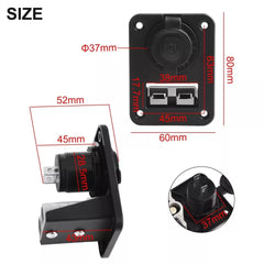 Square Brad Harrison Connector Panel With 12V Cigarette Lighter Socket