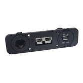 Square Brad Harrison Connector Panel With 12V Cigarette Lighter Socket & Dual USB (1A & 2.1A) Socket
