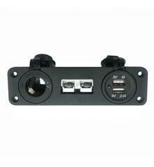 Square Brad Harrison Connector Panel With 12V Cigarette Lighter Socket & Dual USB (1A & 2.1A) Socket