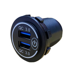 Dual QC3.0 Charger Socket On/Off Switch - Blue LED