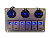 6 Way Switch Panel with 3 Round Sockets