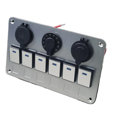 6 Gang Switch Panel with 3 Round Sockets
