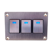 3 Gang Switch Panel Metal - Black / Silver