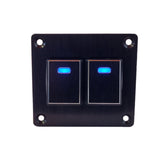 2 Gang Aluminium Rocker Switch Panel - Blue LED