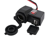 Motorcycle 2.1A USB Charger with Power Socket - On/Off Switch
