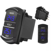 Dual Voltmeter 9V-36V Rocker Switch Size - Blue LED