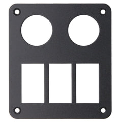 2 Gang Round Socket & 3 Gang Rocker - Blank Aluminium Panel