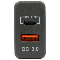 Dual QC3.0 USB & Type-C Charger(40x20mm) Toyota VIGO - Blue LED