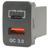 Dual QC3.0 USB & Type-C Charger(32x20mm) Toyota Revo - Blue LED