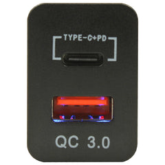 Dual QC3.0 USB & Type-C Charger(32x20mm) Toyota Revo - Blue LED