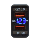 40X20Mm Toyota Vigo Dual Usb Qc3 Charger With Volt Meter Blue