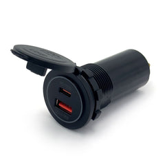 100W TYPE-C PD USB + 36W QC3.0 USB Round Socket Charger - Blue LED