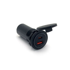 100W TYPE-C PD USB + 36W QC3.0 USB Round Socket Charger - Blue LED