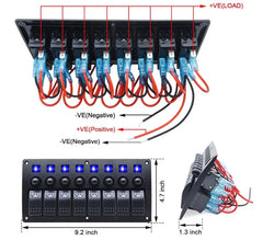 8 Gang Switch Panel with Resettable Circuit Breakers