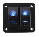 2 Gang Rocker Switch Panel - Blue LED