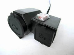Motorcycle 2.1A USB Charger with Power Socket - On/Off Switch