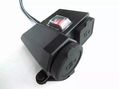 Motorcycle 2.1A USB Charger with Power Socket - On/Off Switch