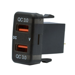 Toyota Vigo Dual USB QC3.0 Charger & Voltmeter (40x20mm) - Blue LED