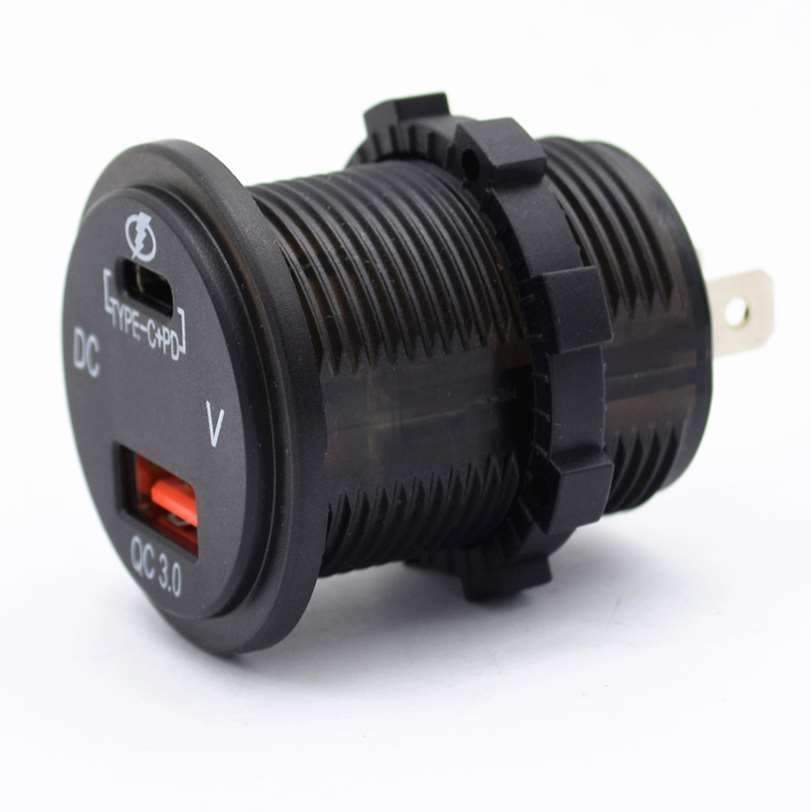 QC3 USB Charger With Volt Meter & C-Type Port - Blue LED - the4x4store.co.za