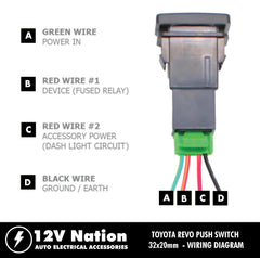 Toyota REVO Push Switch 32x20mm Blank - Optional Engraving