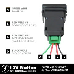 Toyota VIGO Push Switch 40x20mm Blank - Optional Pre Set Engraving