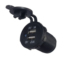 Dual 3.1A USB  (1A Top & 2.1A Bttom) Socket Charger - Blue LED