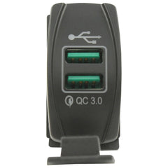 Dual QC 3.0 USB Rocker Style Charger - Blue LED