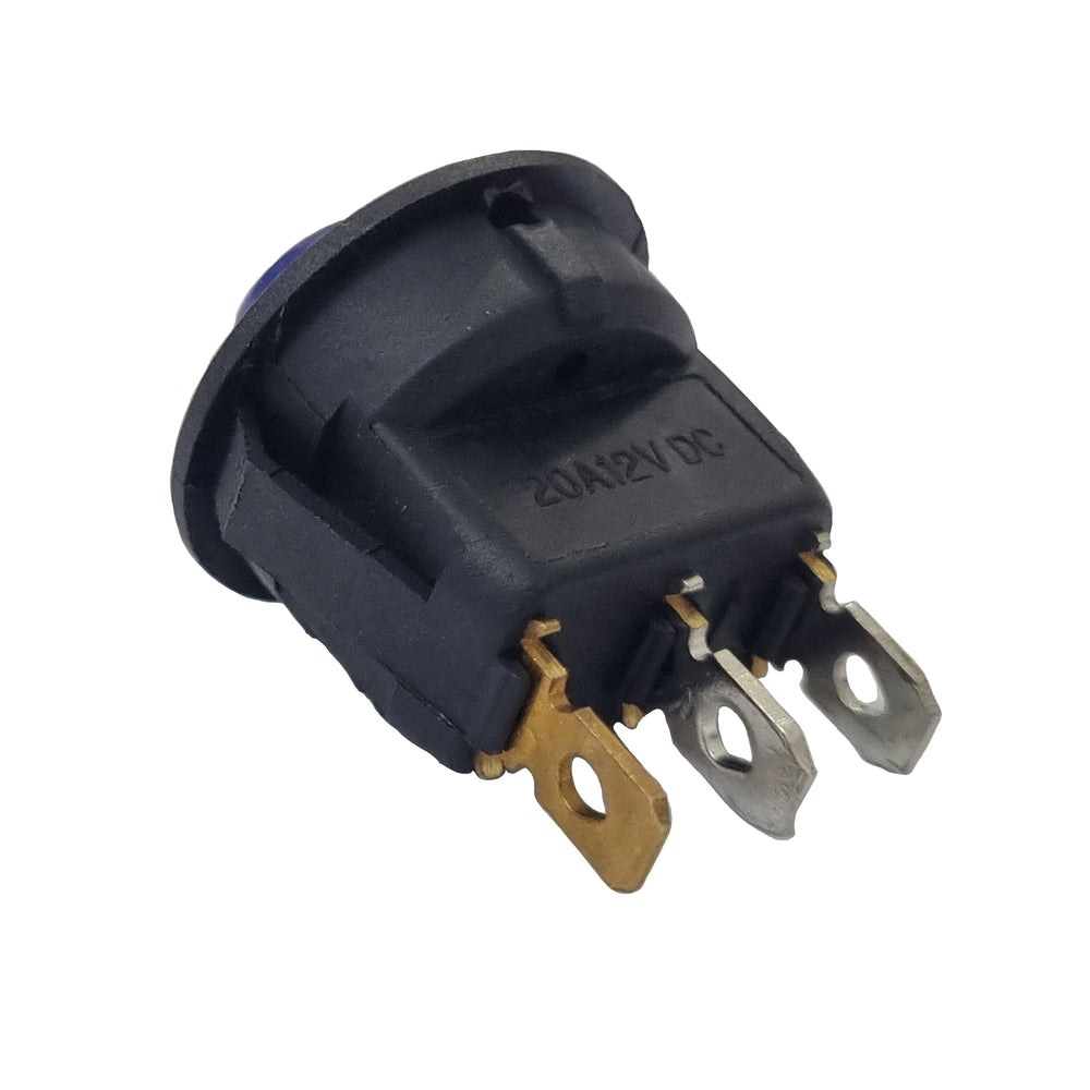 Small Rocker Type Switch Small Blue Round Rocker Switch 3 Pin - On/Off – 12VNation