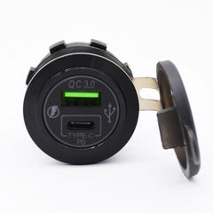 Aluminium Dual QC3.0 USB  & Type-C Charger Socket - NO LED