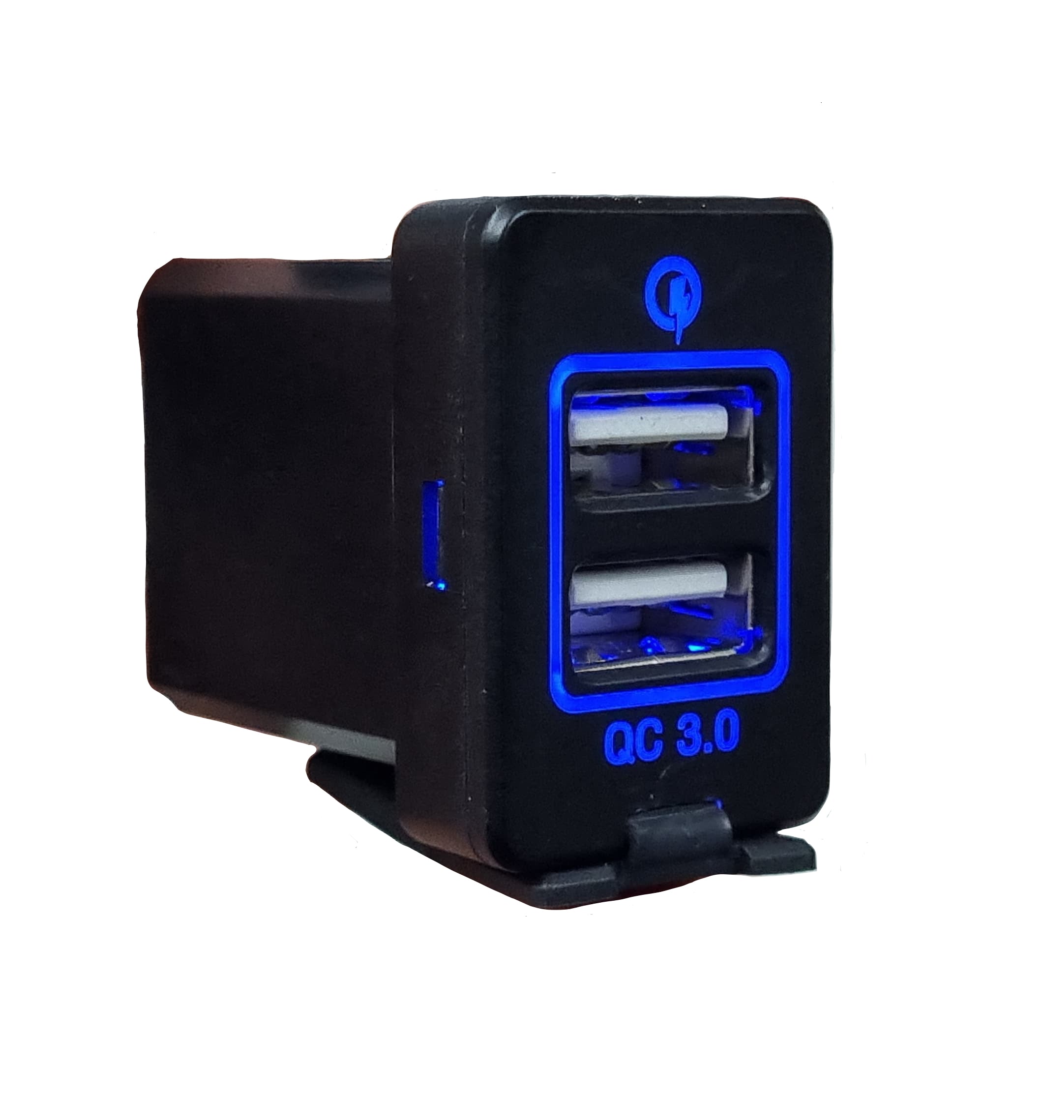 Dual QC3 USB Charger (32x20mm) Toyota Revo - Blue LED