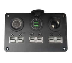 Multi Panel - Triple 50A Brad Harrison Panel with Voltmeter, Dual USB Charger & 12V Power Socket