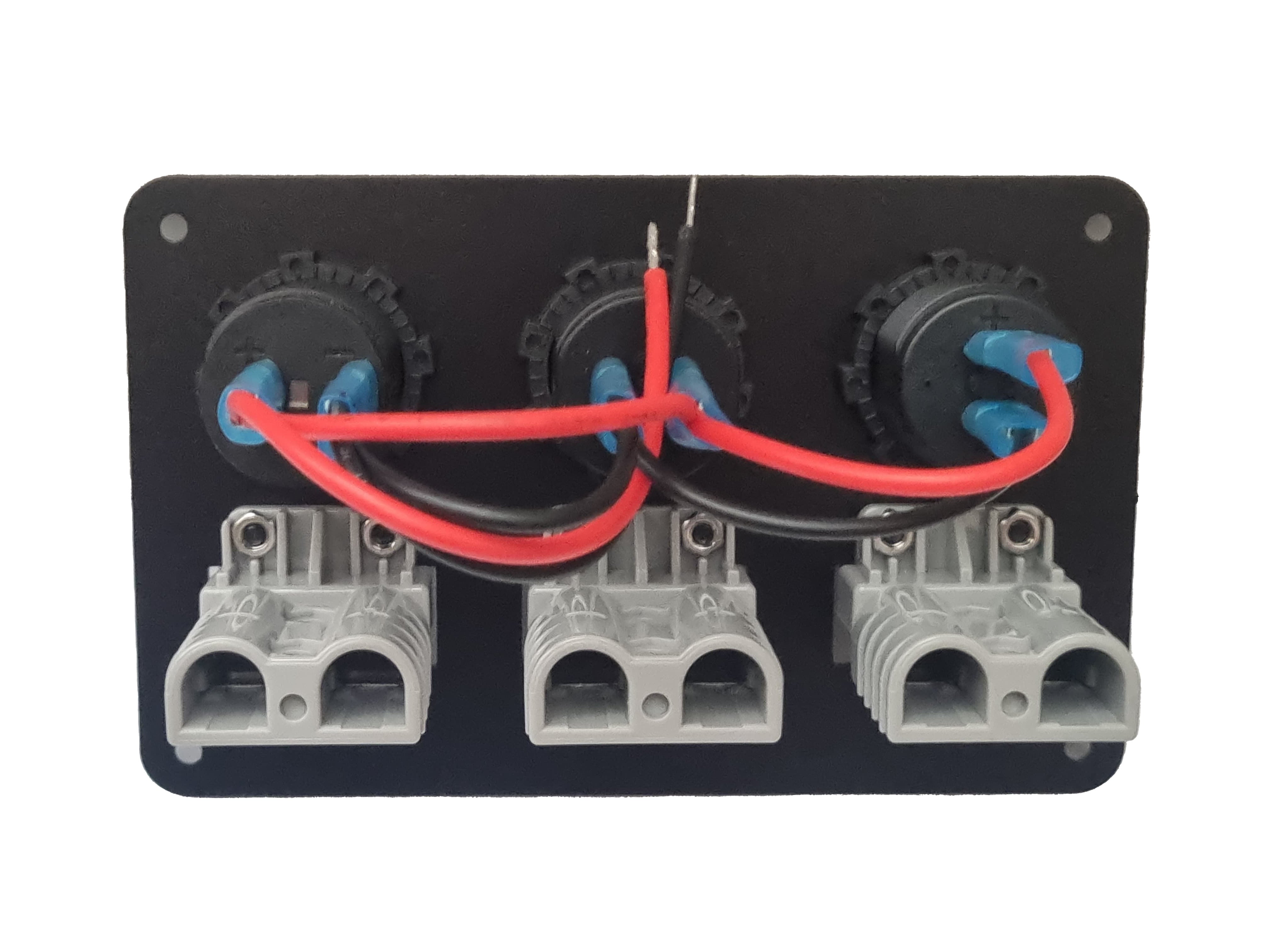 Multi Panel - Triple 50A Brad Harrison Panel with Voltmeter, Dual USB Charger & 12V Power Socket