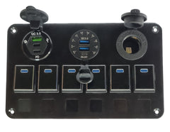 6 Gang Switch Panel with 3 Round Sockets